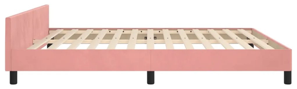 Estrutura de cama c/ cabeceira 160x200 cm veludo rosa