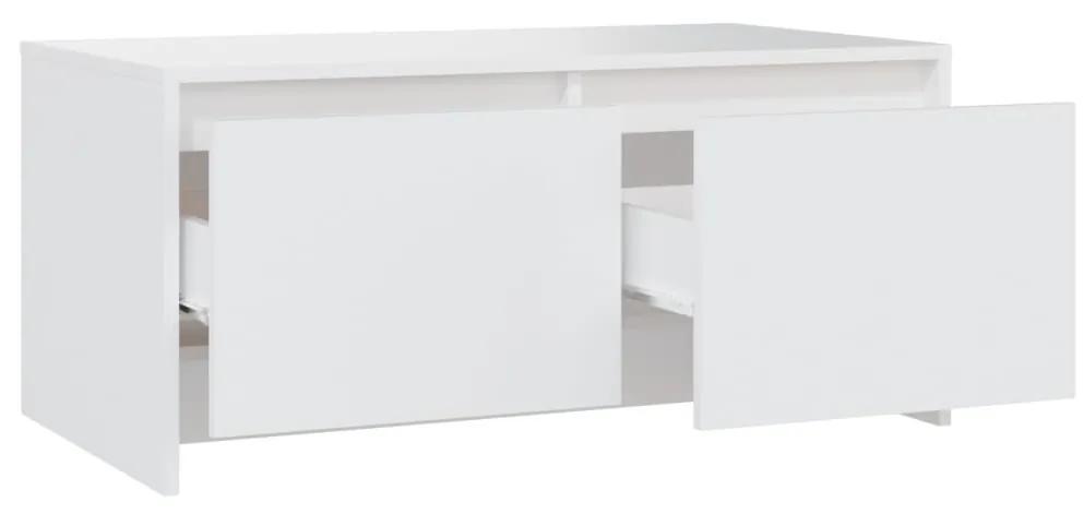 Mesa de Centro com 2 Gavetas - Branco - Design Nórdico