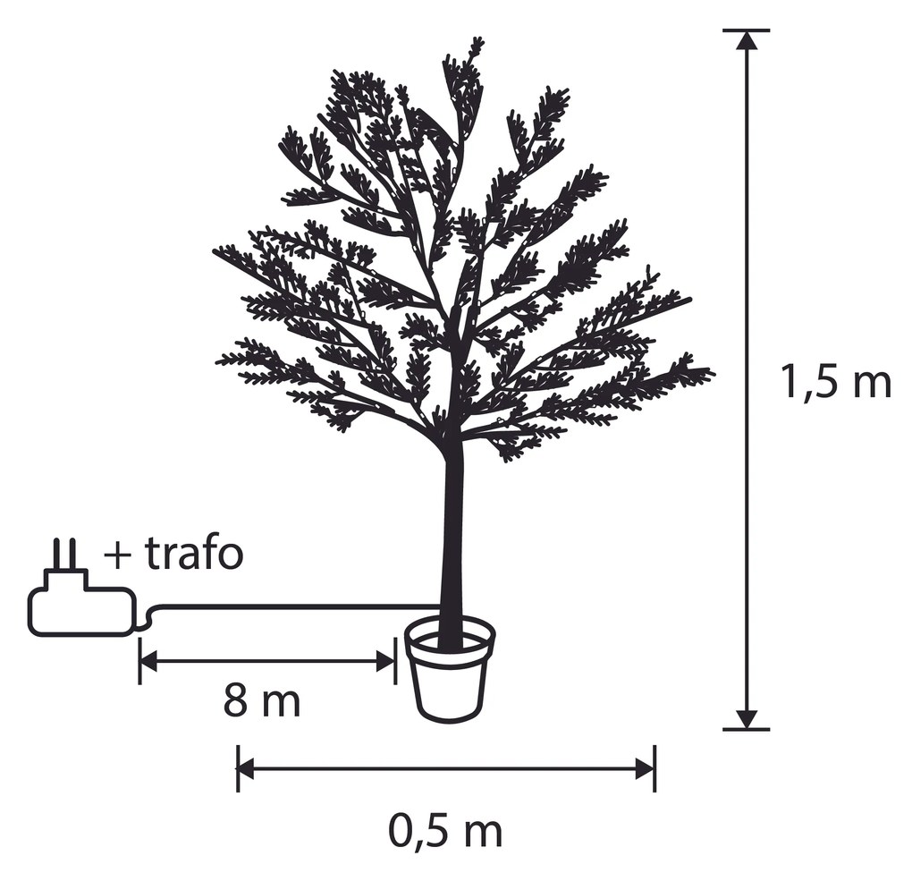 Árvore de Natal de exterior com candeeiro de pé 150cm Incl. LED com temporizador IP44 - Fuyu
