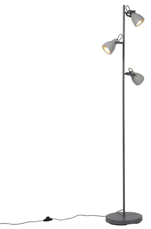 Luminária de pé industrial concreto cinza 3-light - Creto Industrial
