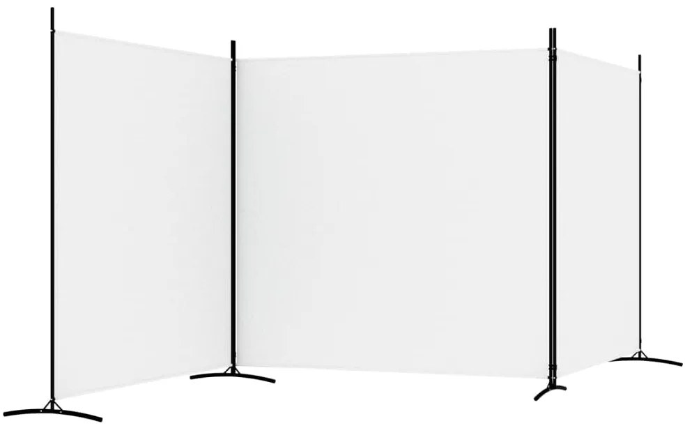 Biombo com 3 painéis 525x180 cm tecido branco