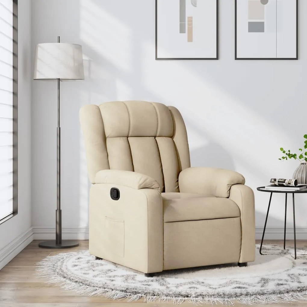 vidaXL Poltrona reclinável em tecido creme