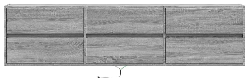 Móvel de parede p/ TV c/ luzes LED 180x31x45 cm cinzento sonoma