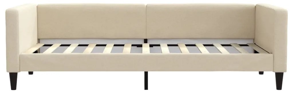 Sofá-cama com colchão 90x200 cm tecido cor creme