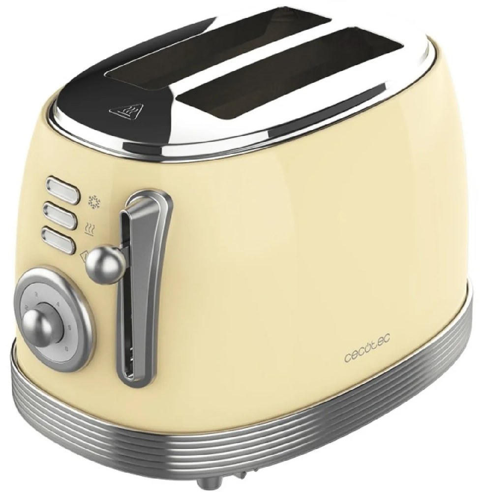 Torradeira vertical Toast&Taste 800 Vintage Light Amarela 2 ranhuras curtas extra largas para 2 torradas