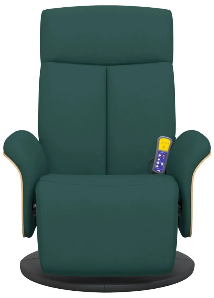 Cadeira massagens reclinável c/ apoio pés tecido verde-escuro
