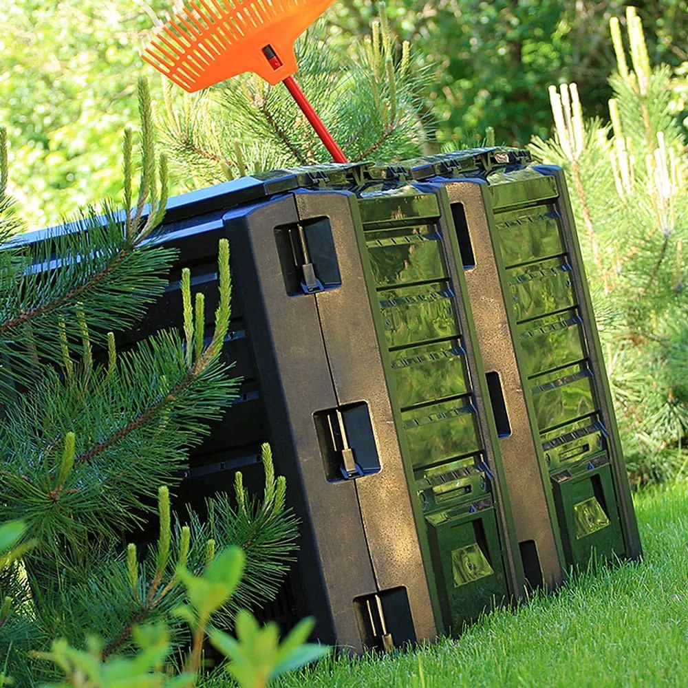 Compostor de 1200L 198 x 72 x 83 cm Preto