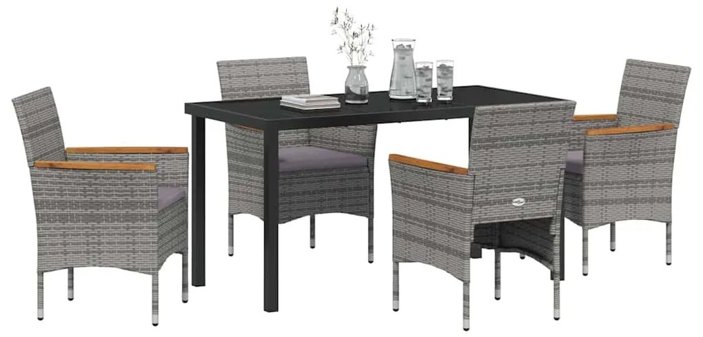 Conjunto de 5 Peças de Jantar para Jardim - Rattan Sintético Cinza