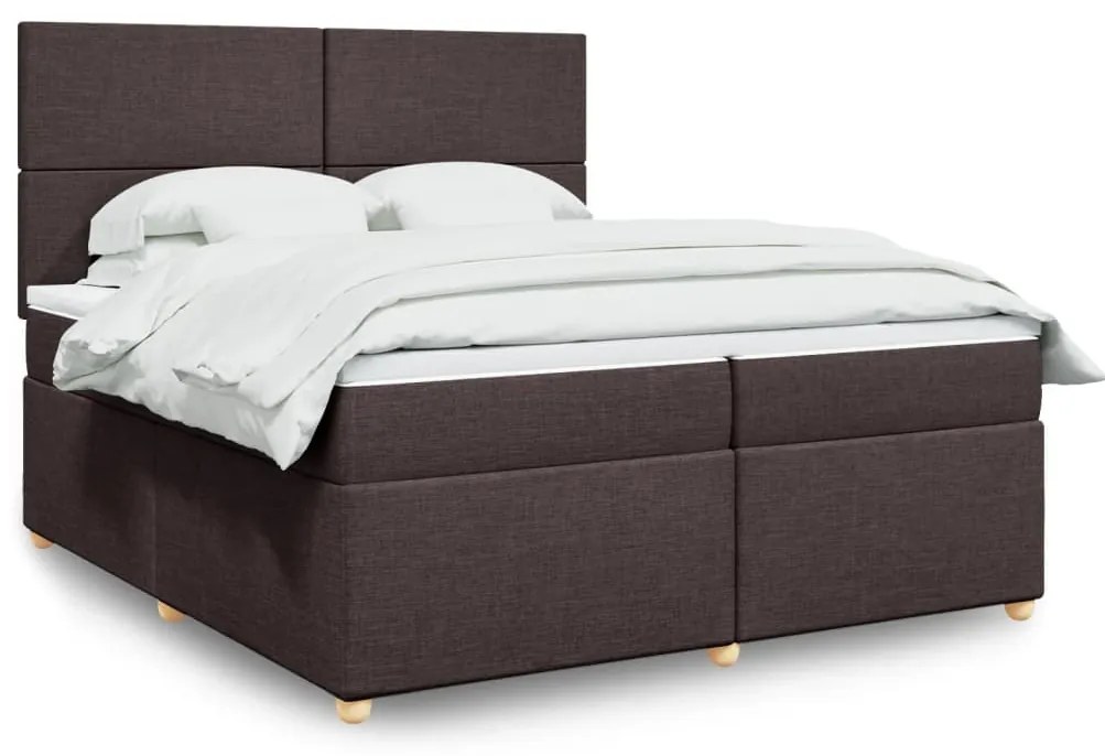 vidaXL Cama com molas/colchão 200x200 cm tecido castanho-escuro