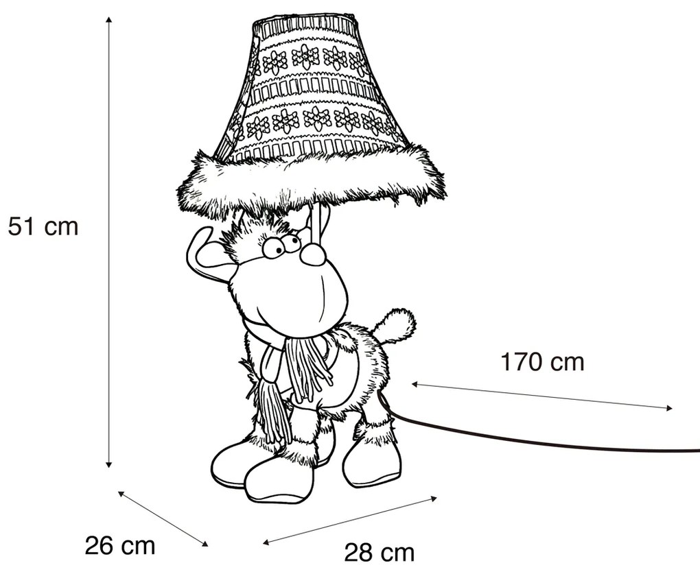 Candeeiro de mesa de Natal Rena Castanho incl. LED - Rudi Para crianças