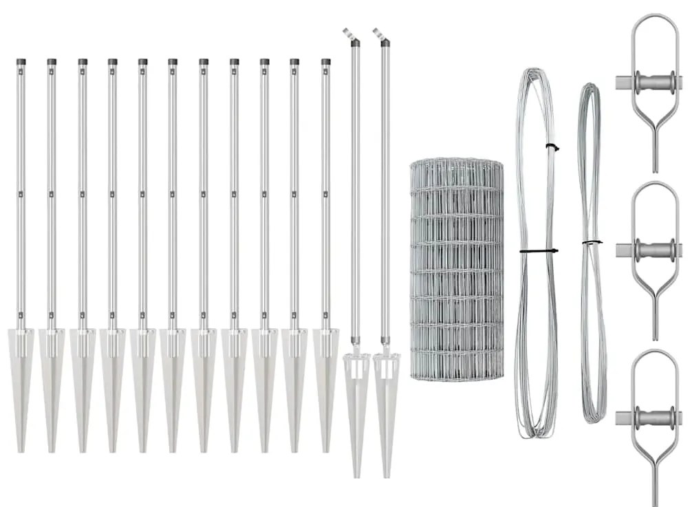 Cerca Euro da com 7 postes espinhos, 0,4 x 10m, em aço galvanizado