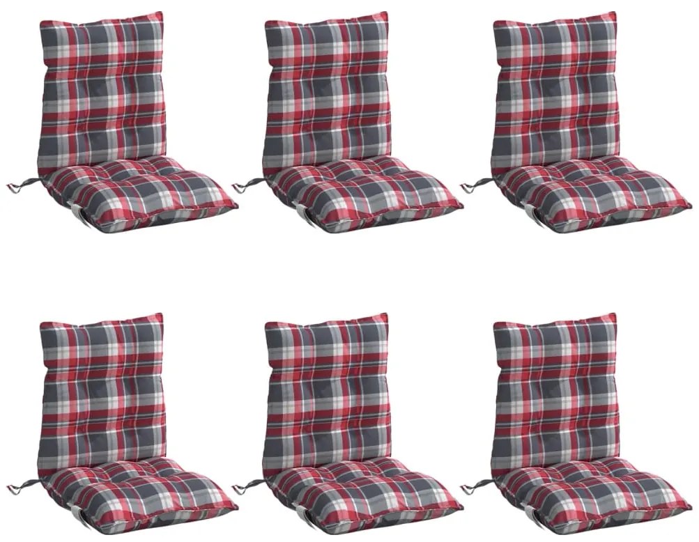 Almofadões cadeira encosto baixo 6 pcs oxford xadrez vermelho