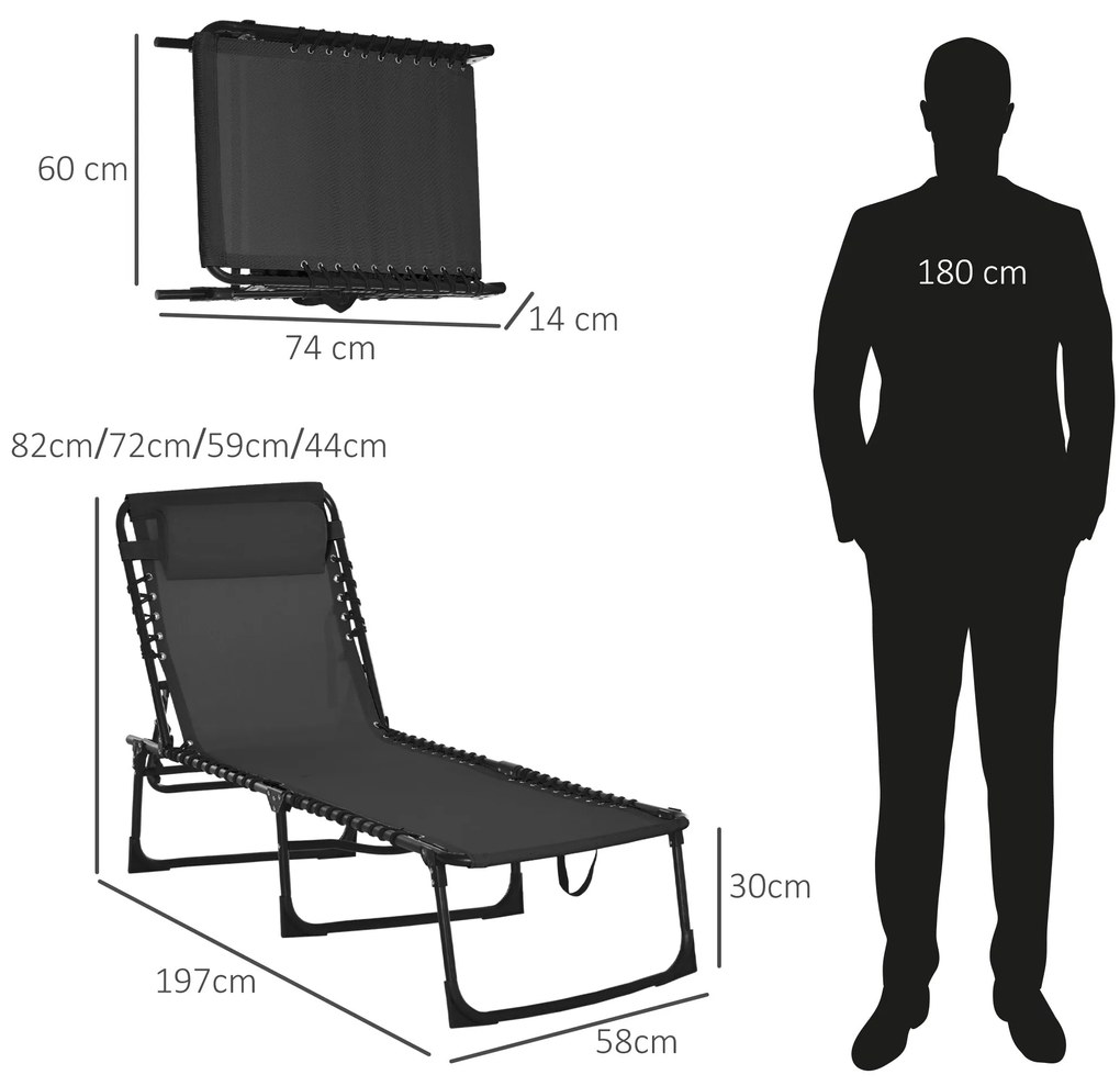 Outsunny Espreguiçadeira Dobrável e Ajustável em 4 Posições Espreguiça