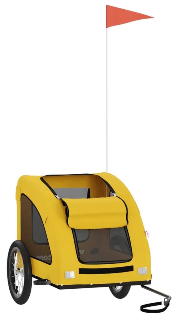 Reboque bicicleta p/ animais tecido oxford/ferro amarelo