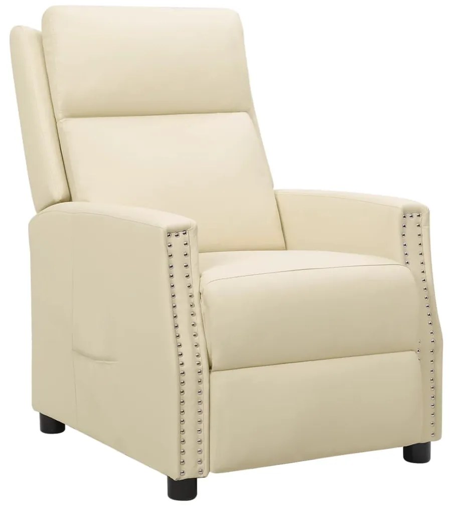 338839 vidaXL Poltrona reclinável couro artificial cor creme