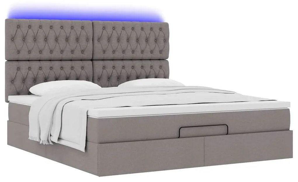 moldura de cama otomana vidaXL com tecido Taupe 180x200cm