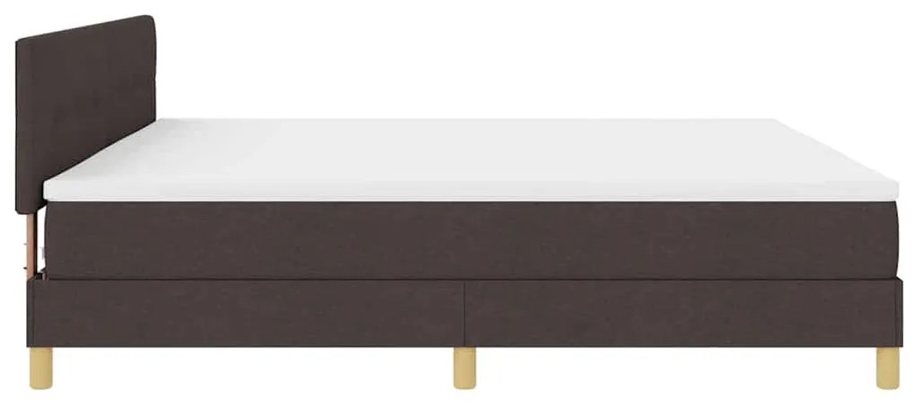 Cama Box com Colchão &amp; LED Castanho Escuro 200x200 cm Tecido