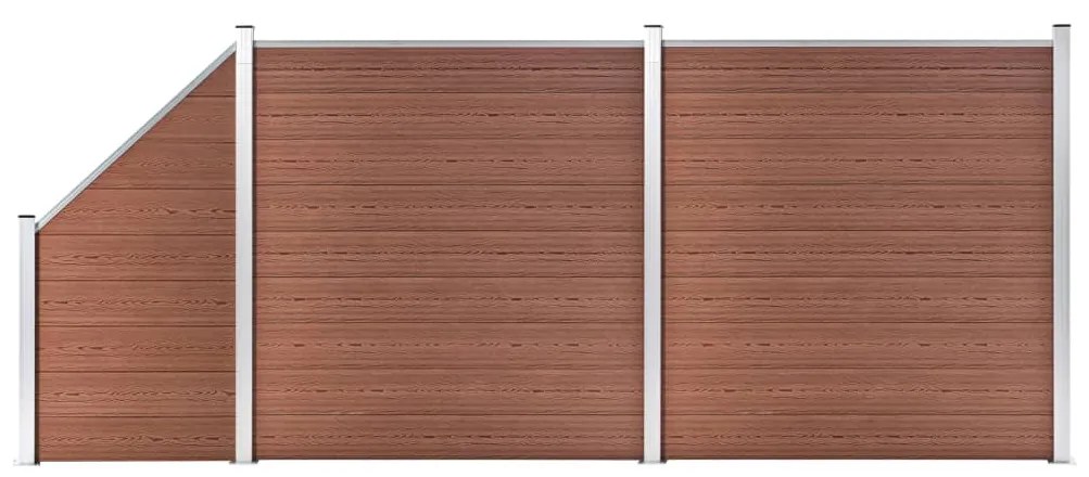 vidaXL Painel vedação WPC 2 quadrados + 1 inclinado 446x186cm castanho