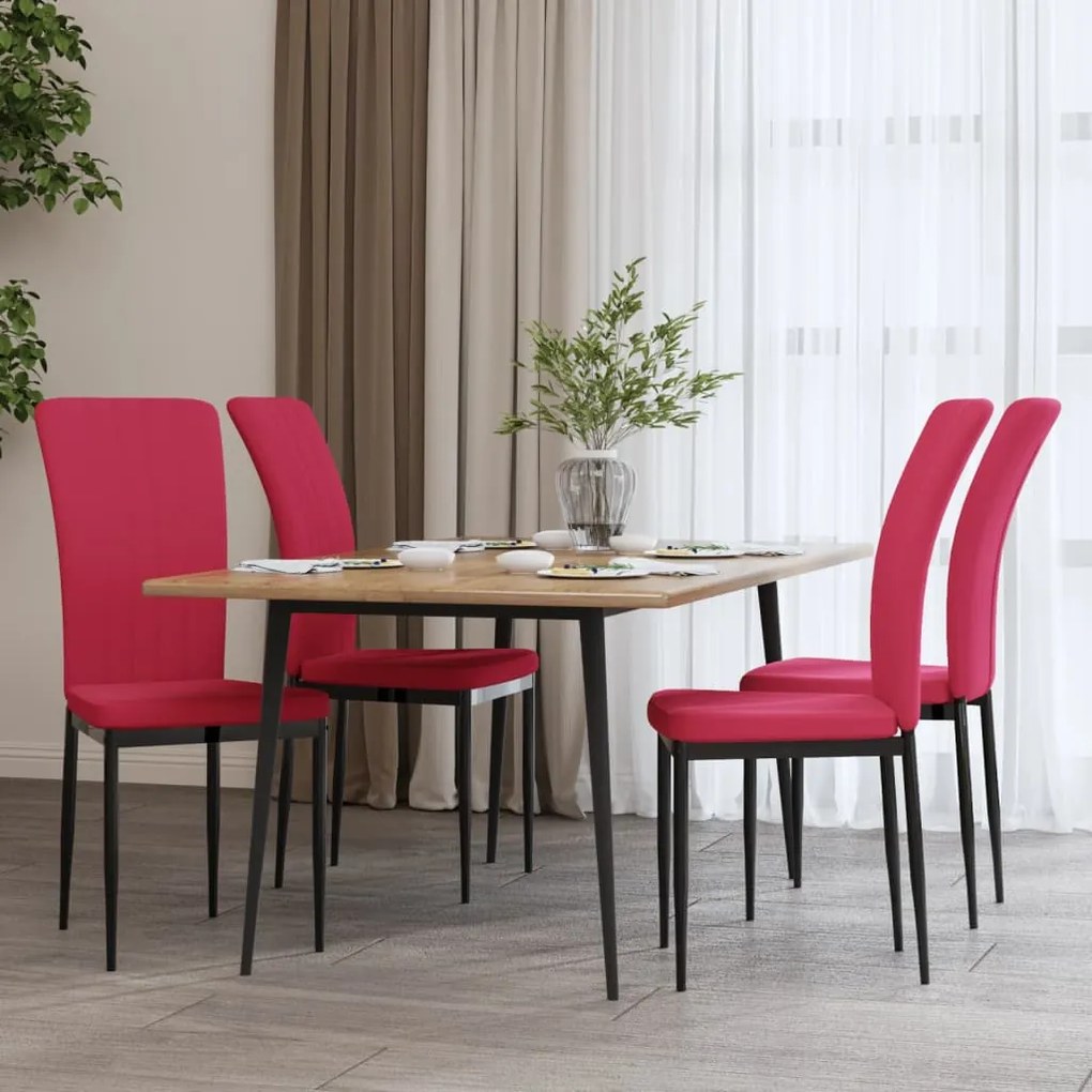 326109 vidaXL Cadeiras de jantar 4 pcs veludo vermelho tinto