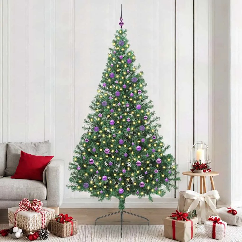 vidaXL Árvore de Natal Artificial Pré-iluminada Verde 240 cm PVC