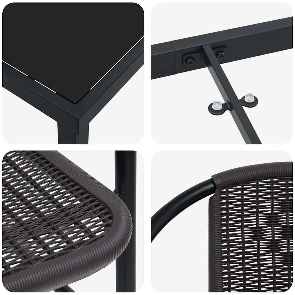 Conjunto de Jantar de Jardim com 5 Peças em Rattan Sintético Preto