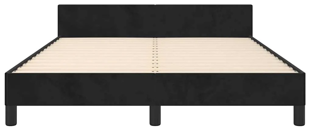 Estrutura de cama sem colchão 140x190 cm veludo preto