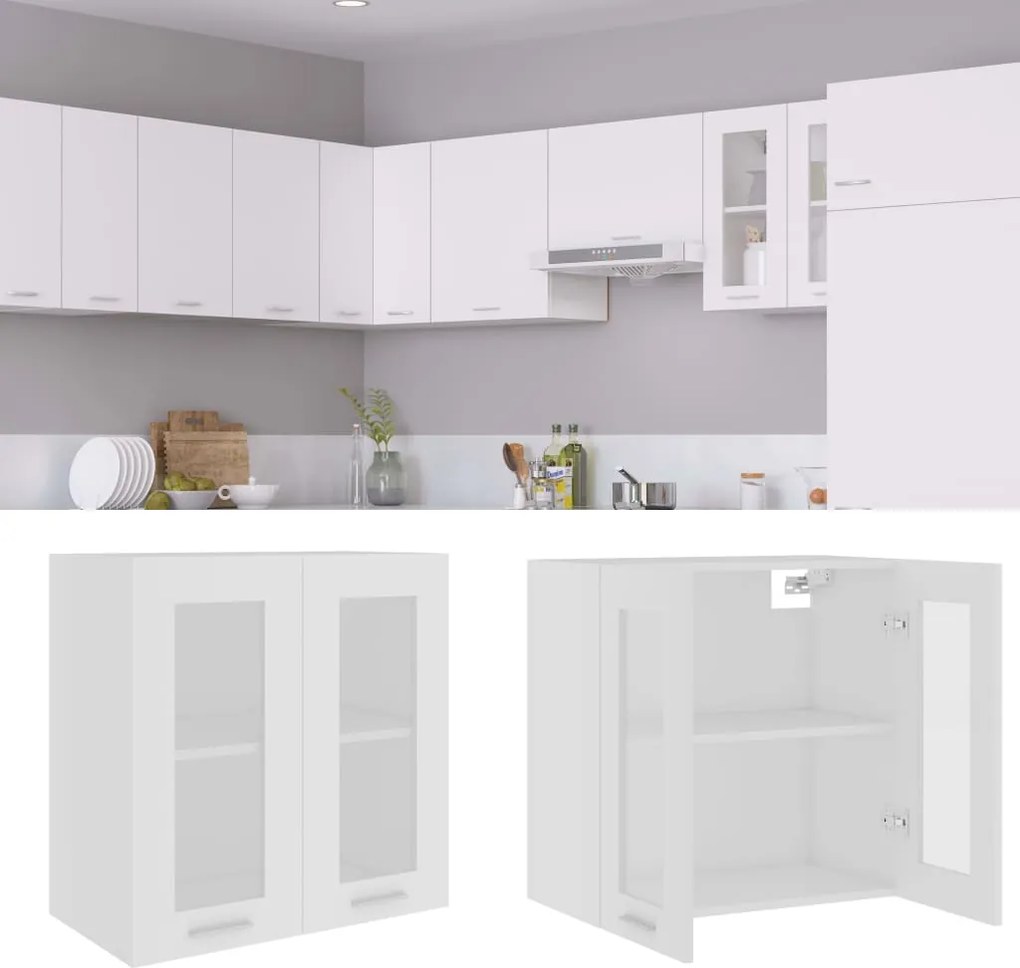 802521 vidaXL Armário de parede c/ vidro “Lyon” 60x31x60 cm branco