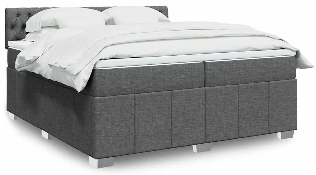 vidaXL Cama com molas/colchão 200x200 cm tecido cinzento-escuro