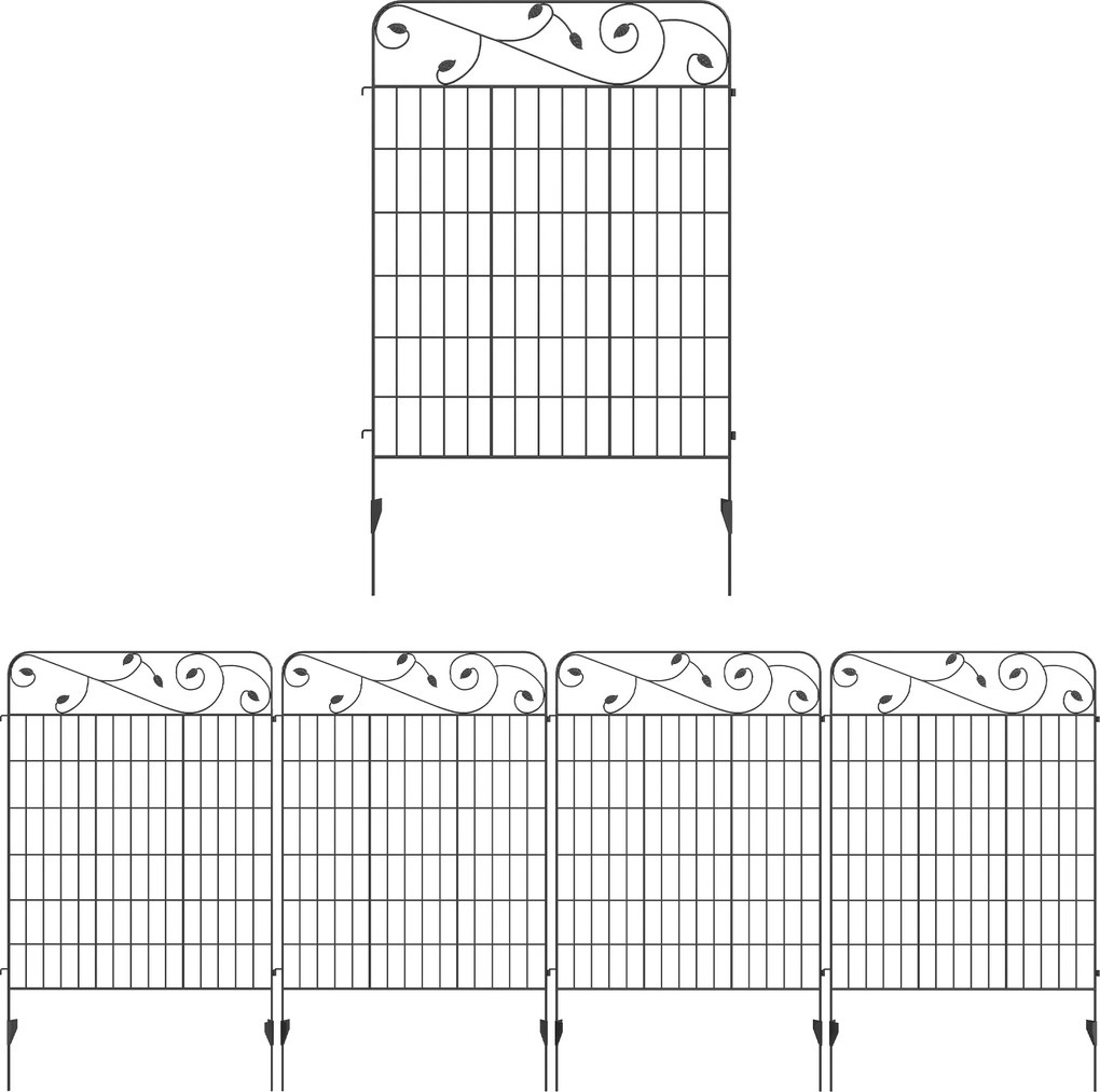 Outsunny Cercas de Jardim de 4 Painéis 88x110 cm Cercas de Jardim Metálicas Cercas Decorativas com Ângulo Ajustável Preto | Aosom Portugal