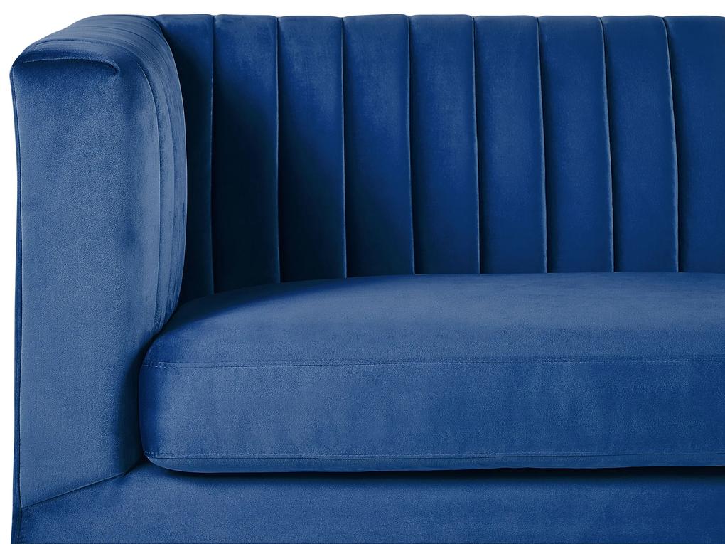 Sofá de 3 lugares em veludo azul escuro ARVIKA Beliani