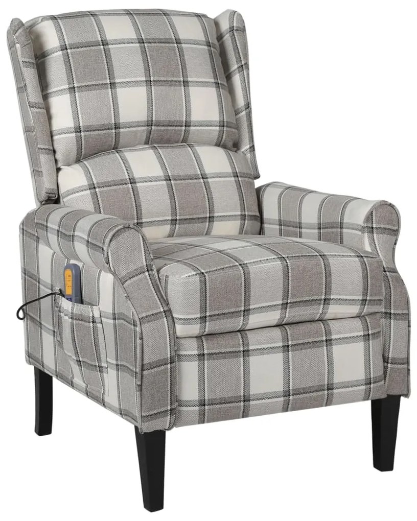 329314 vidaXL Poltrona de massagens reclinável tecido cinzento