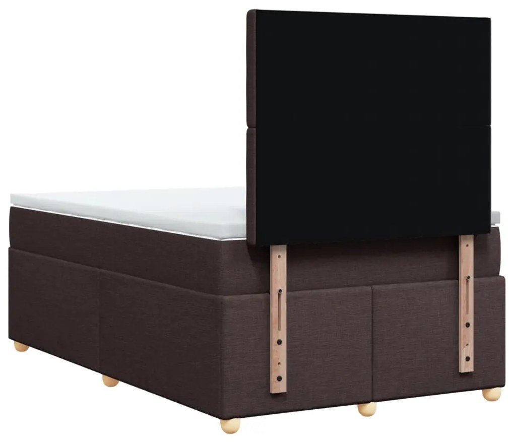 Cama boxspring com colchão 120x190 cm tecido castanho-escuro