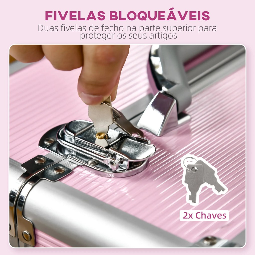 Mala de Maquilhagem Professional Mala para Cosméticos com Rodas 6 Gave