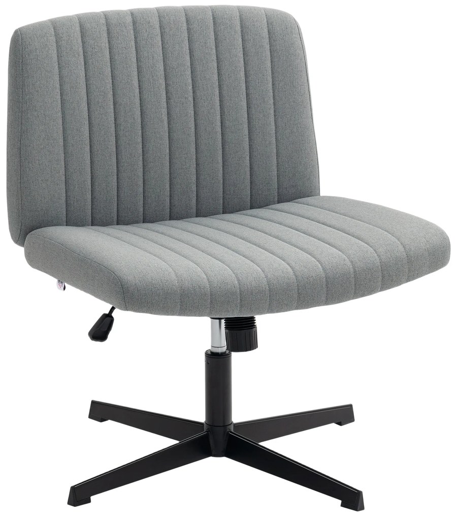 HOMCOM Cadeira de Escritório sem Apoio para os Braços Função Basculante e Altura Ajustável 61x64x76-86 cm Cinzento