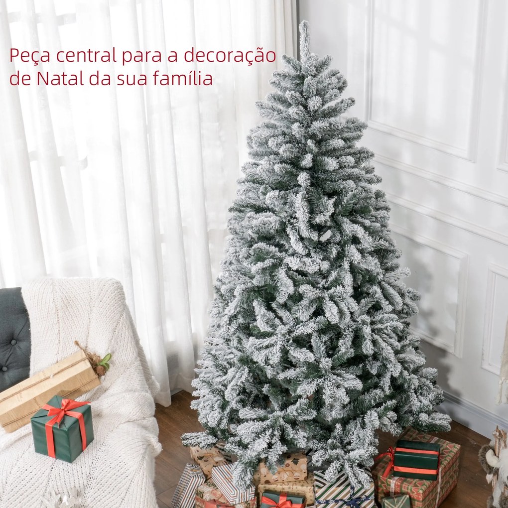 HOMCOM Árvore de Natal 180 cm Árvore de Natal Artificial Nevado com 79