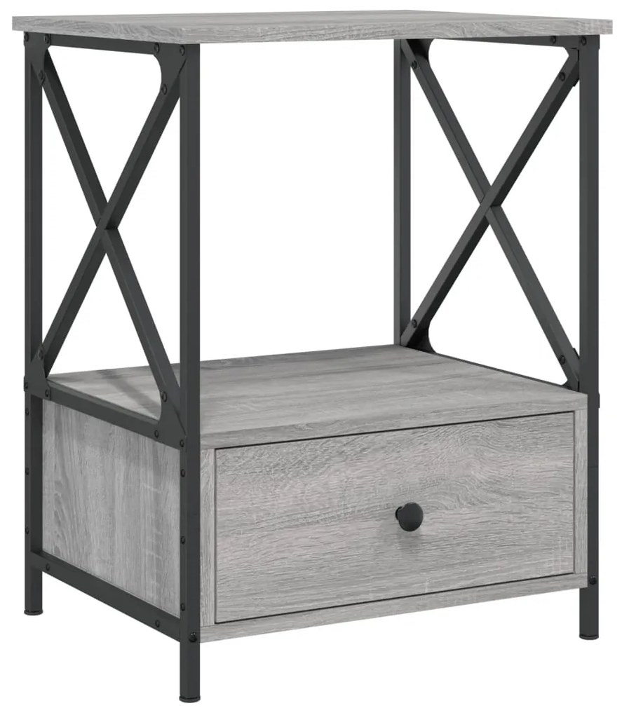 Mesas de cabeceira 2pcs derivados de madeira cinza sonoma