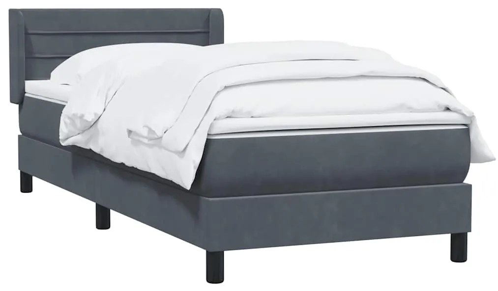 Cama com molas/colchão cinza-escuro 80x210 cm veludo