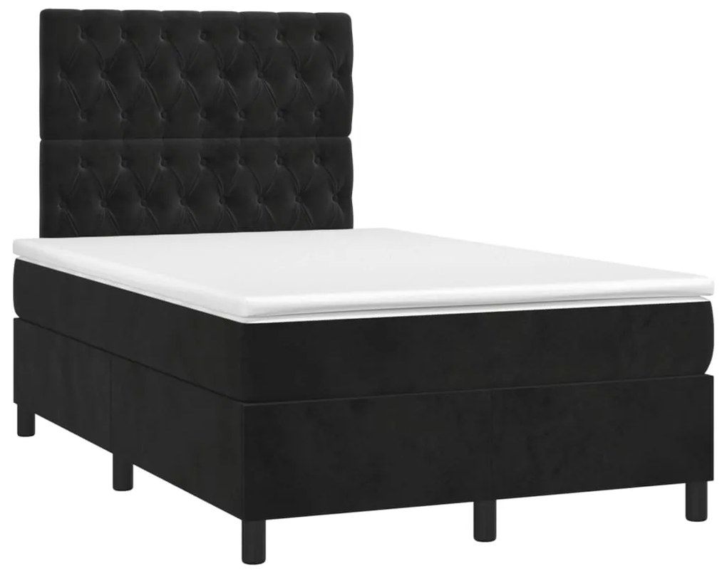 Cama boxspring com colchão 120x200 cm veludo preto