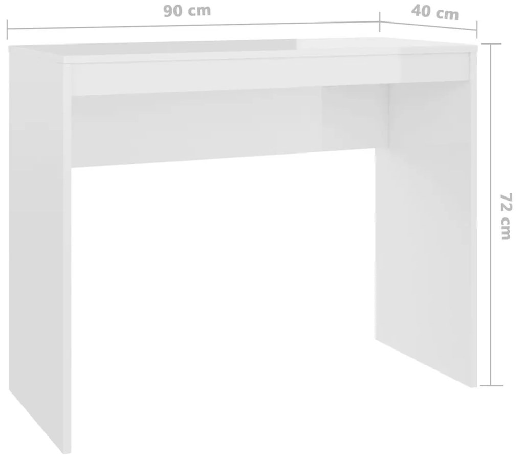 Secretária 90x40x72 cm derivados de madeira branco brilhante