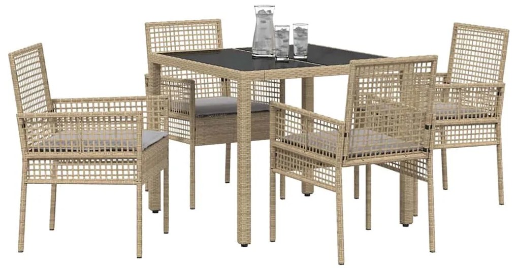 Conjunto de Jantar para Jardim 5 pcs Bege 90 x 90 x 75 cm