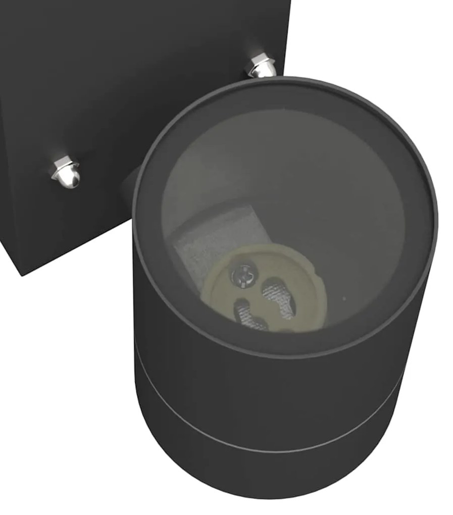 Luz de Parede Externa com Sensor Preta de Aço Inoxidável IP44