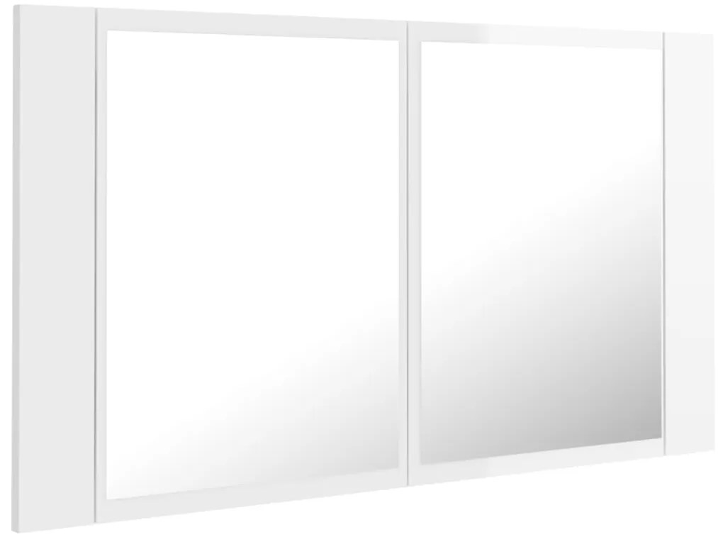 Armário espelhado casa de banho LED acrílico branco brilhante