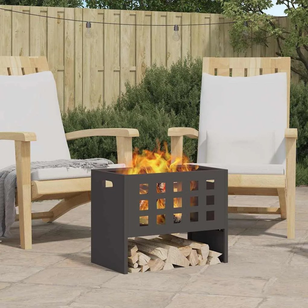 vidaXL Fire Pit Preto 50 x 30 x 40 cm Aço laminado a frio