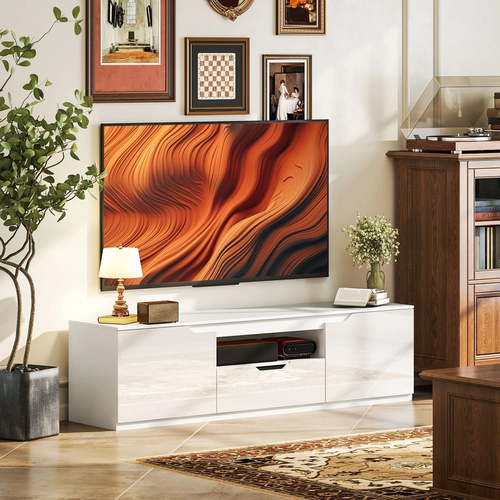 Móvel de TV, 160 x 38 x 43 cm, Para Televisões até 65 Polegadas, Branco