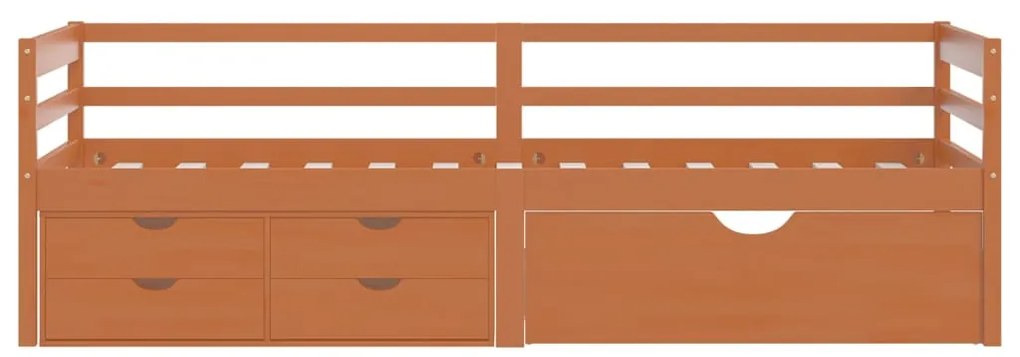 Cama com gavetas e móvel 90x200 cm pinho maciço castanho-mel