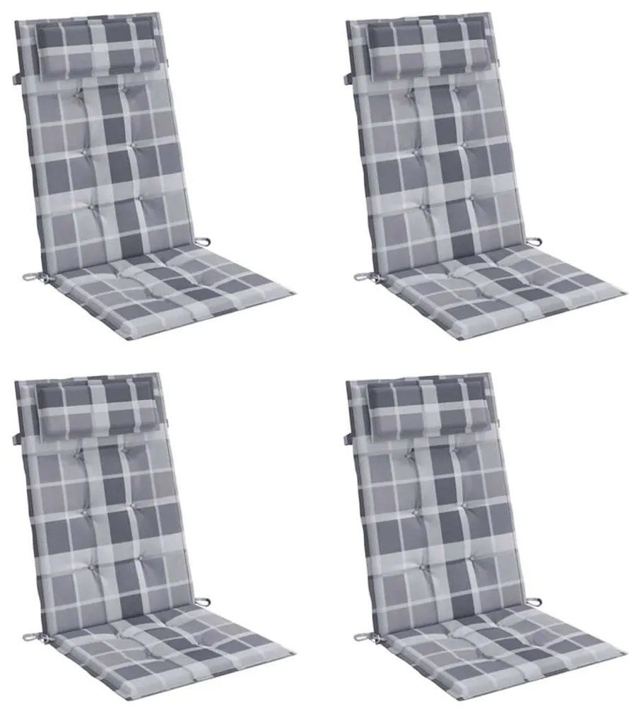 Almofadões cadeira encosto alto 4pcs tecido oxford xadrez cinza