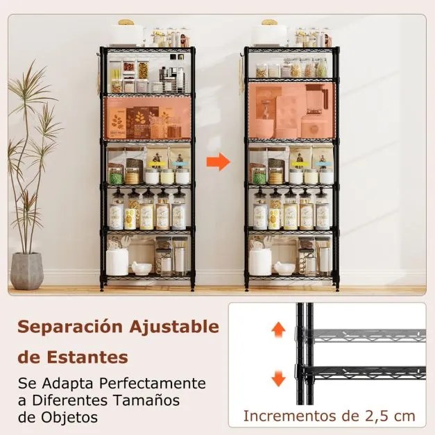 Estante metálica com 6 níveis ajustáveis 59 x 34 x 150 cm com grelha de arame com capacidade para 408 kg, para casa, cozinha, garagem e escritório Pre