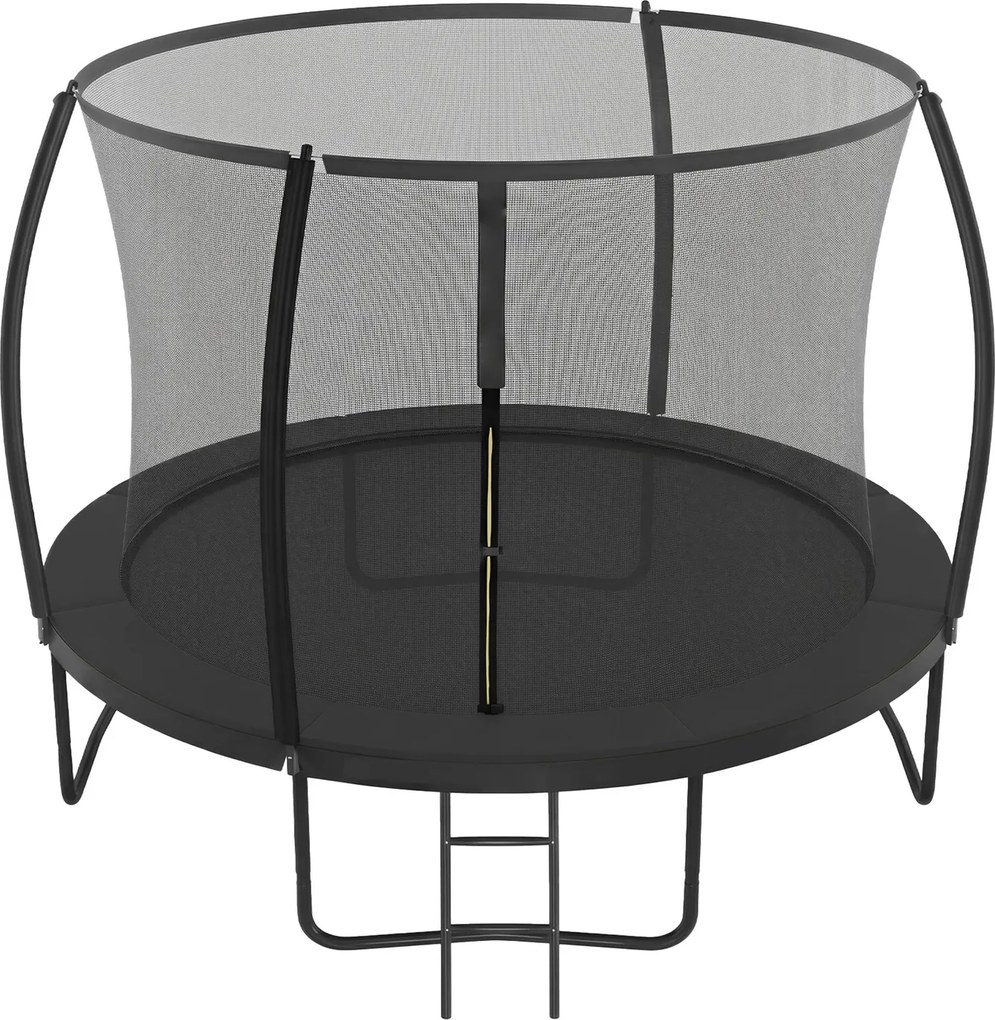 Trampolim jardim 366 cm (diâmetro) com rede de segurança para crianças, varas curvas Preto