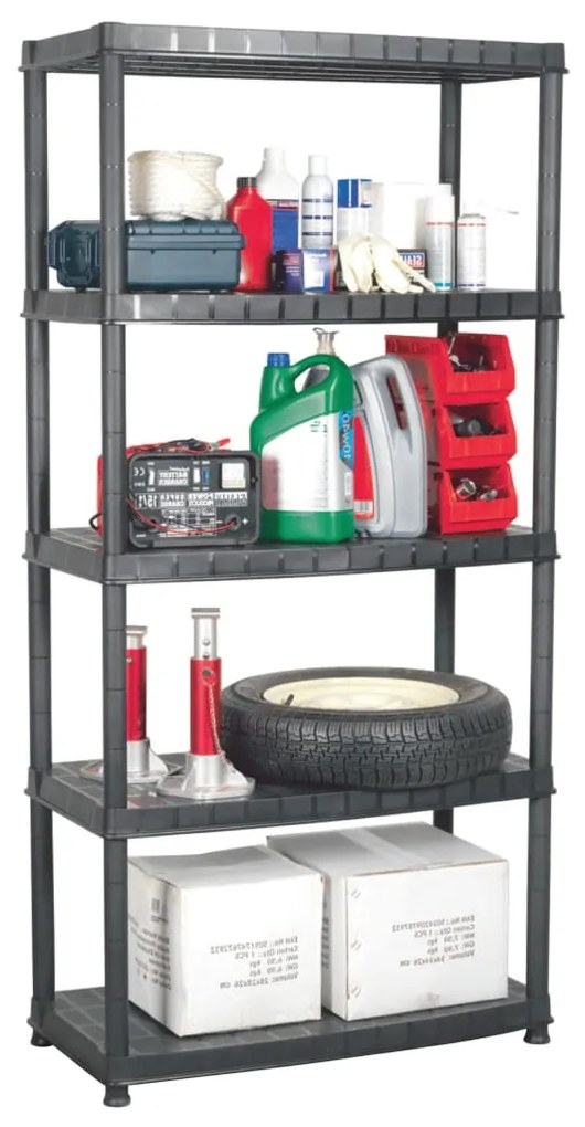 vidaXL Unidade com 5 prateleiras 91,5x45,7x185 cm plástico preto