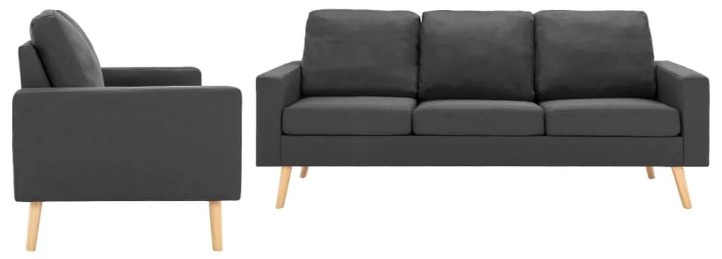 vidaXL 2 pcs conjunto de sofás tecido cinzento-escuro